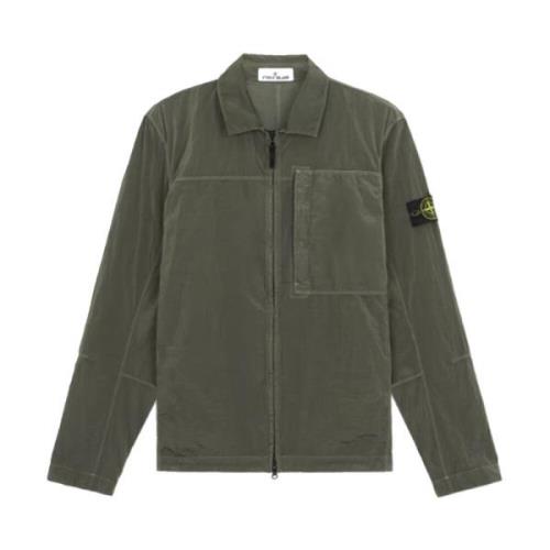 Zip-Up Overshirt i Muschio Grøn