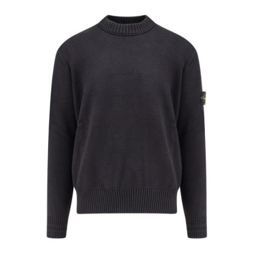 Bomuldsblanding Crew-Neck Sweater med Logo Patch