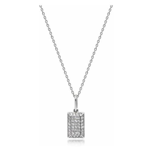 Silver CZ Tag Necklace