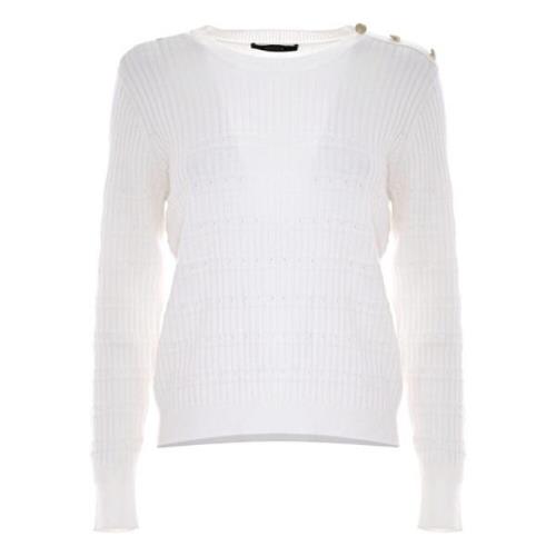 Ribstrikket Jumper med Dekorative Knapper