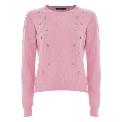 Rhinestone Cable Strik Uld Jumper