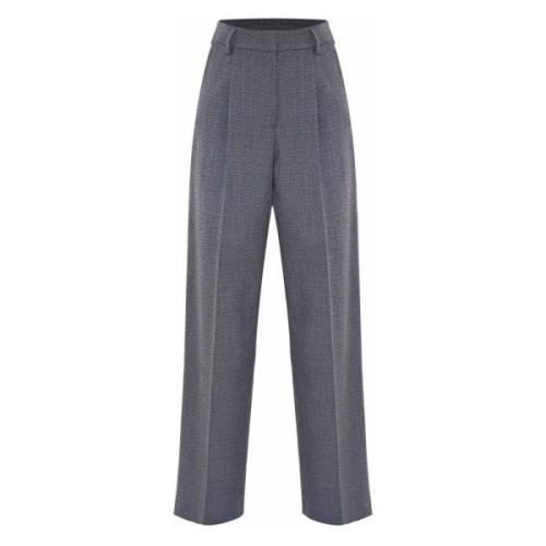 Pleated straight leg trousers for women