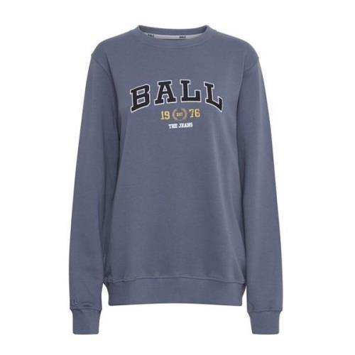 Blå Sweatshirt med Broderet Logo