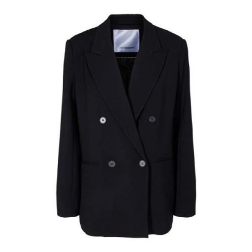 Oversize Sort Blazer med Smarte Knapper