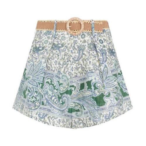 Multifarvet Linnedshorts med Paisley Design