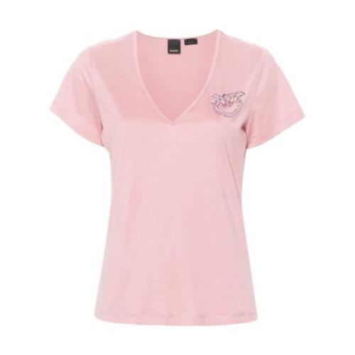 V-hals broderet T-shirt