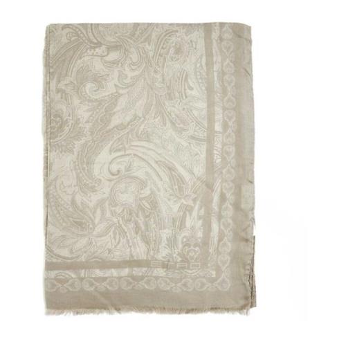 Paisley Beige Silke Kashmir Tørklæde