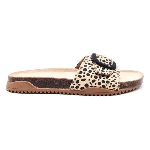 Falsk Ruskind Leopard Flip-flops