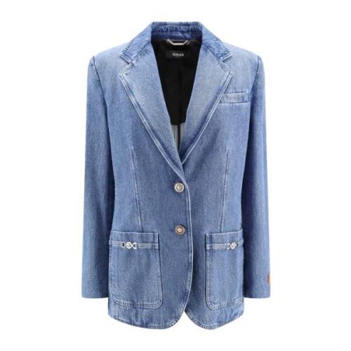 Blå Denim Blazer med Medusa Knapper