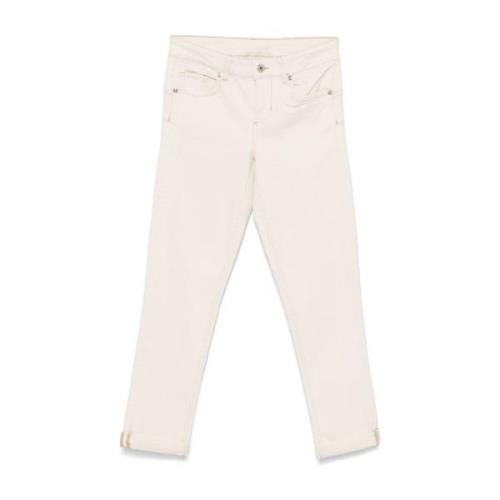 Beige Skinny Jeans med Logo Patch