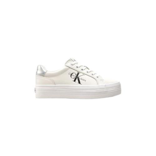 Bright White-Silver Flatform Sneakers