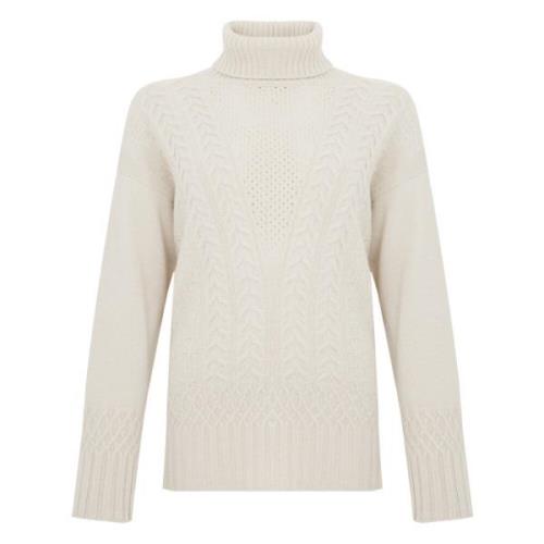 Hvid Turtleneck Uld Kashmir Sweater