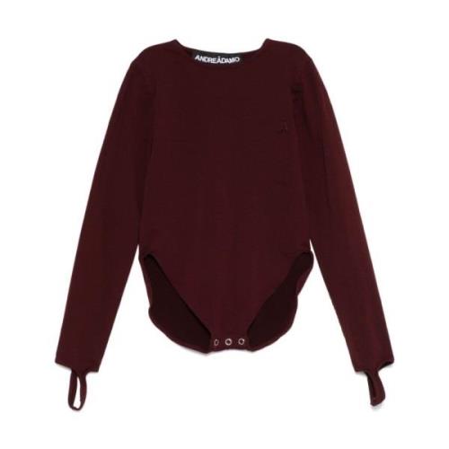 Bordeaux Crew Neck Logo Patch Top