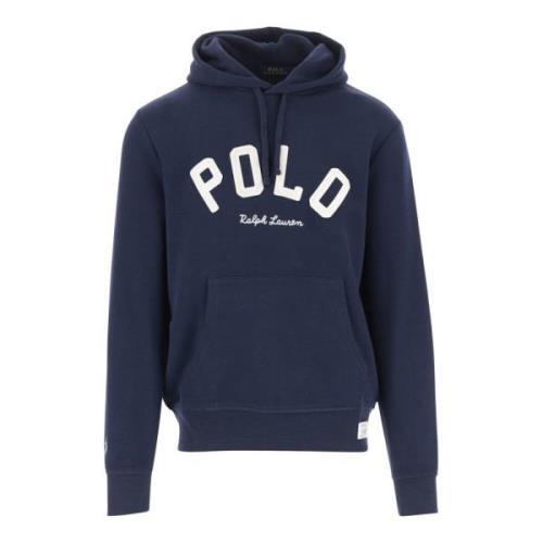 Navy Hoodie med Logo Detaljer