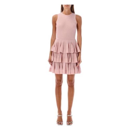 Pink Ruffled Mini Dress Illustration