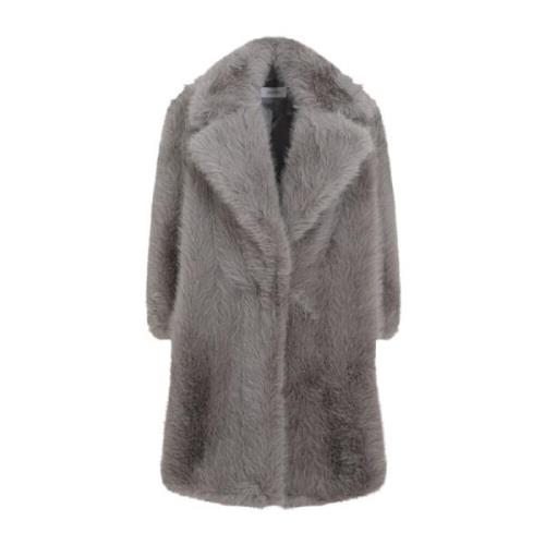 Faux Fur Coat i Grå Perle