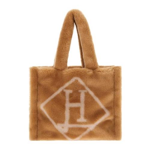 Shearling håndtaske med børstet design