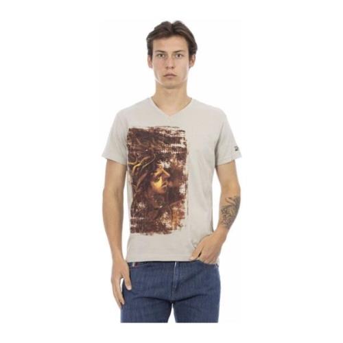 V-hals T-shirt med frontprint