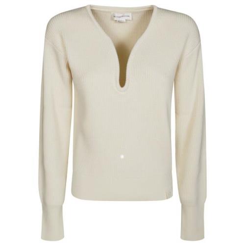 Elegant V-hals sweater med halsdetaljer