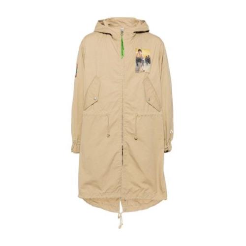 Beige Bomuld Parka Frakke