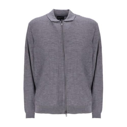 Grå Uld Zip Cardigan Sweater