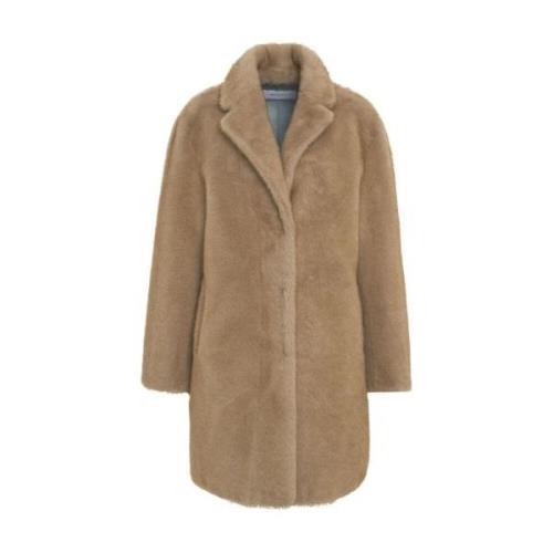 Faux Fur Coat med Notched Lapels