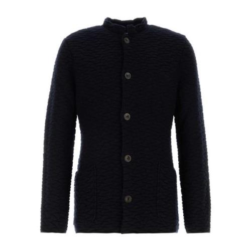 Navy Blue Wool Blend Cardigan