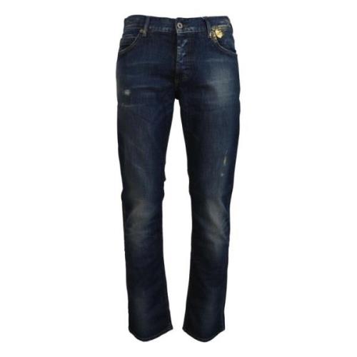 Blå Denim Regular-Cut Jeans til Elegant Stil