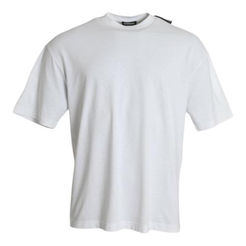 Hvid Bomuld Jersey Rund Hals T-Shirt