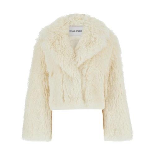 Hvid Kort Faux Fur Jakke