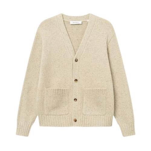 Retro-preppy Uld Cardigan i Lys Sand