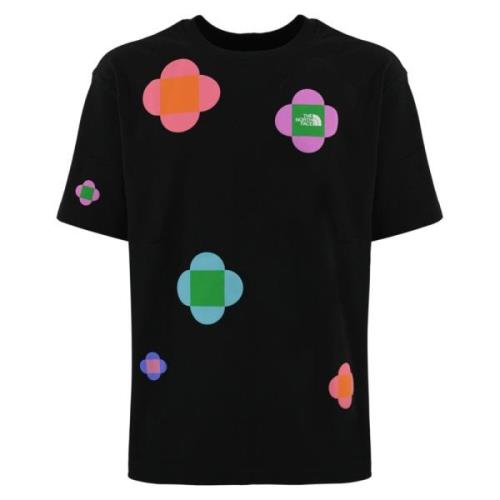 Blomstret Print Unisex T-shirt Sort