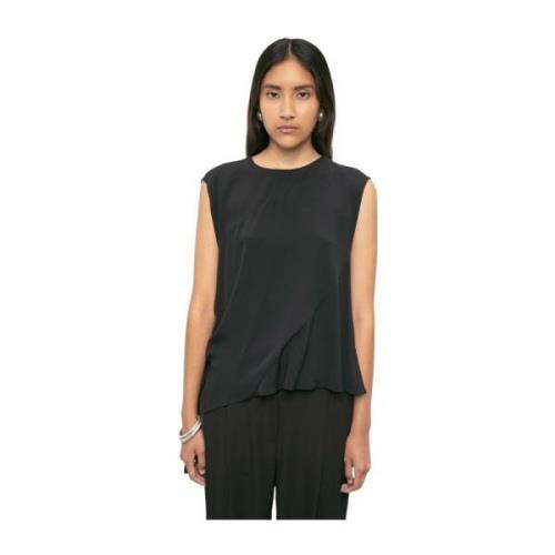 Asymmetrisk Crepe de Chine Top med Applikationer