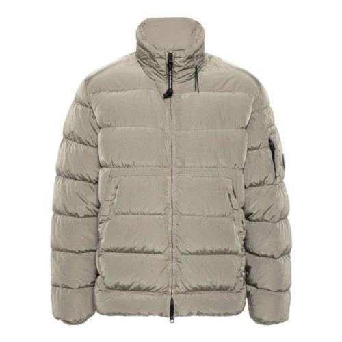 Beige Chrome-R Puffer Coat med hætte