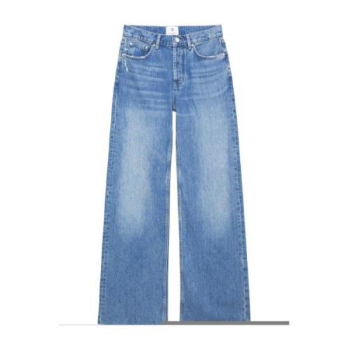 Blå Bomuld Wide Leg Jeans