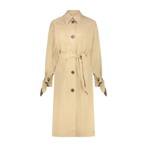 Beige Oversized Trench Coat med Bue