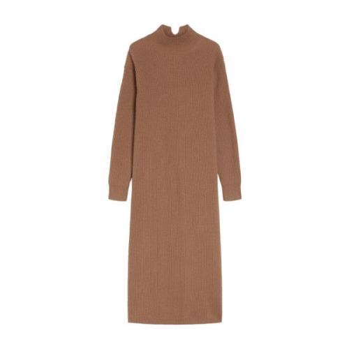 Brun Uld Cashmere Midi Kjole