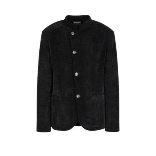 Sort Ribbet Velour Blazer AW24