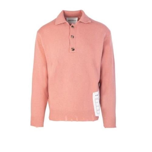 Pink Polo Sweater Chic Ribbed