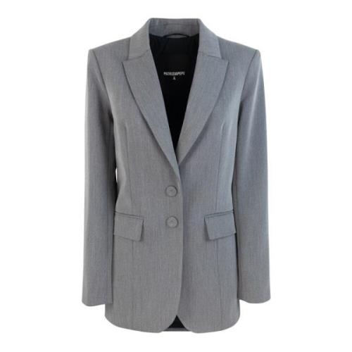 Chic Grå Blazer med Slim Fit