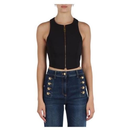 Cropped Zip Top i Doppio Crepe