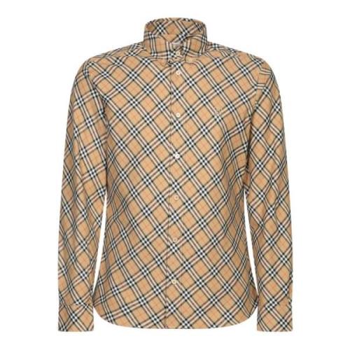 Beige Tartan Skjorte Klassisk Stil