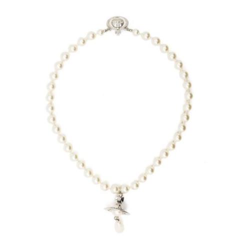 Perle Drop Choker Halskæde Platin Multi