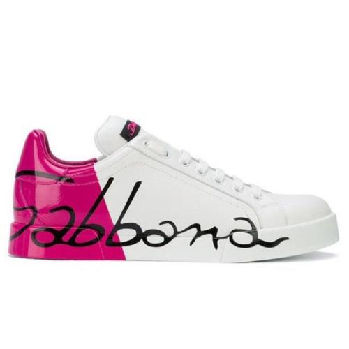 Fuchsia læder sneaker med opdelt logo