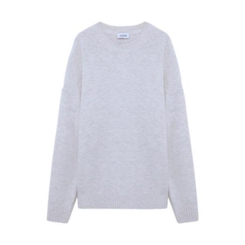 Boucle Strik Pullover i Grå Melange