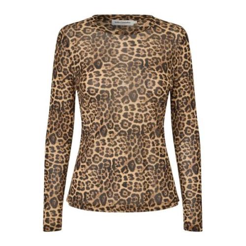 Leopard Print Mesh Bluse