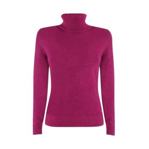 Fuchsia Viskose Turtleneck Sweater