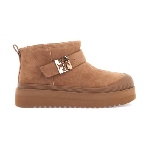 Suede Platform Ankelstøvler med Shearling