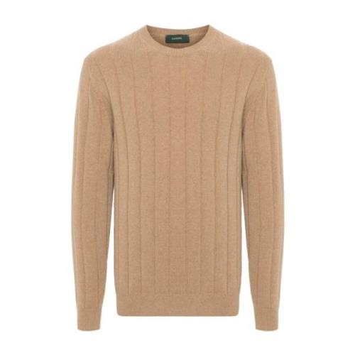 Brun Sweater med Girocollo Hals