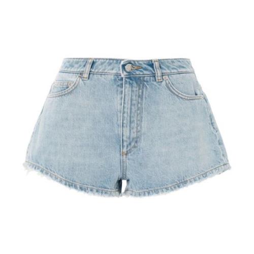 Lys Blå Denim High-Waisted Shorts